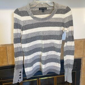 Banana Republic Gray and White Striped Sweater